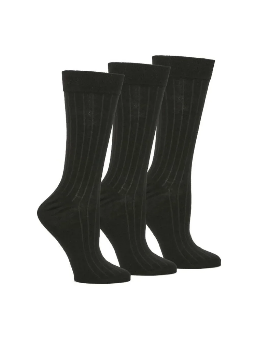 Vince Camuto Men's Wide Rib Crew Socks 3 Pack Black One Size NWT